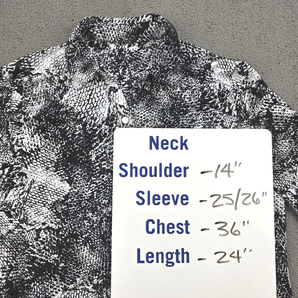 Dana Buchman Snakeskin Button Down Women Black White Animal Print Stretch Medium - Picture 6 of 6